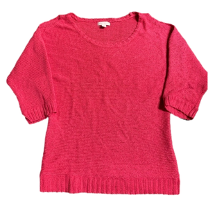 New York & Co Fuchsia Knit 3/4 Sleeve Top